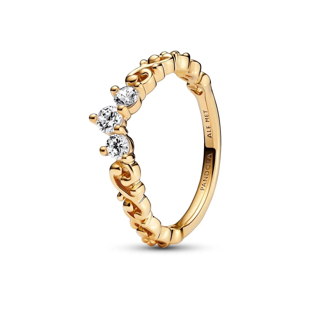 Pandora Gold Plated Regal Swirl Tiara Ring size 56/7.5